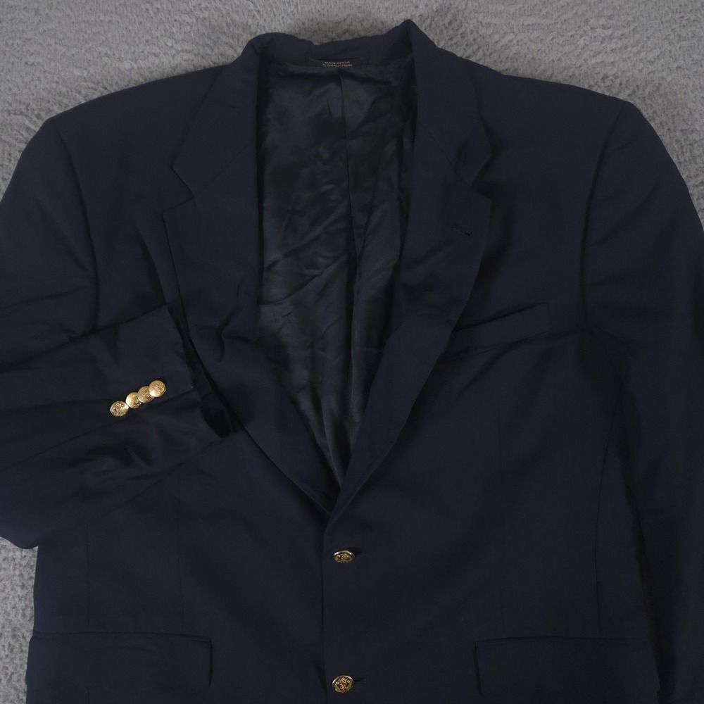 Hart Schaffner Marx Blazer Mens 43R Navy Gold Button Sport Coat Jacket Casual